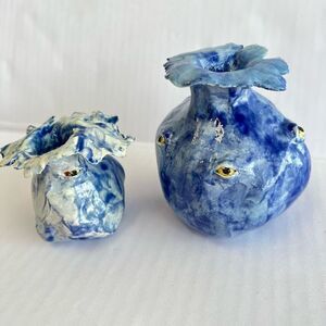 Hand Made Eyeball Eyes Folk Art Ceramic Pottery Vase OOAK Artisan Folk Oddity Sm